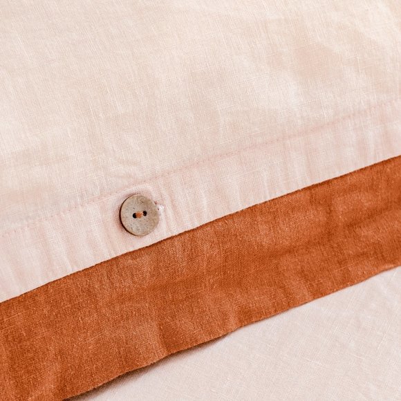 Sweet Palms-100% French Linen European Style Duvet Cover Set (Orange, King Size) - Picture 5 of 7